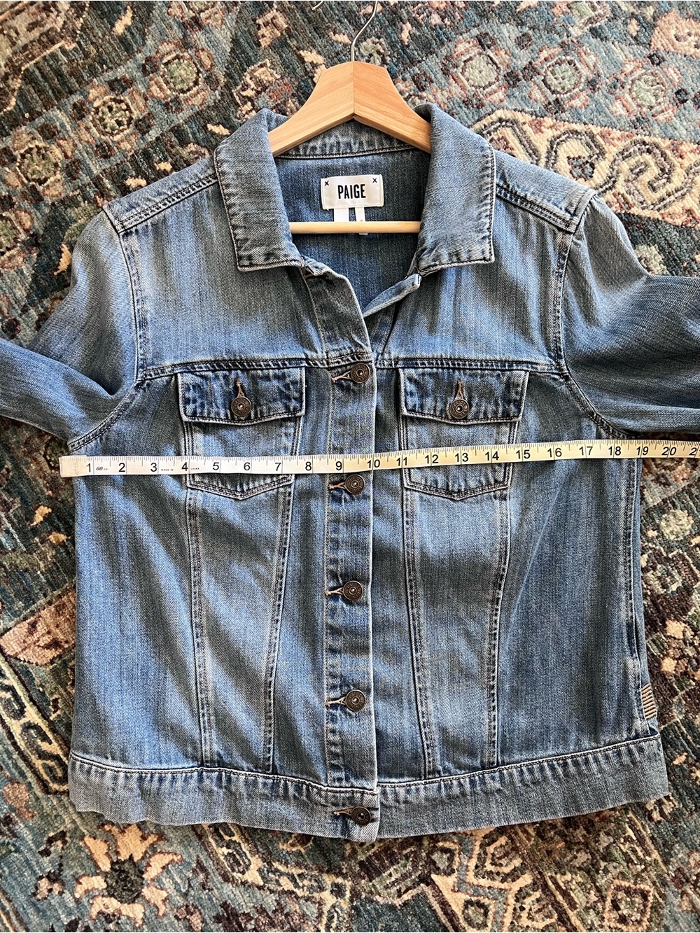 PAIGE Light Wash Blue Denim Jacket Large - Picture 8 of 9